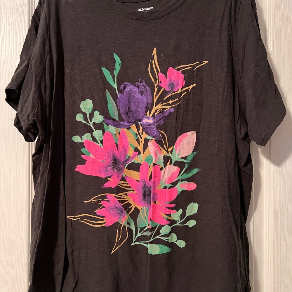 Old Navy Charcoal Floral T-Shirt